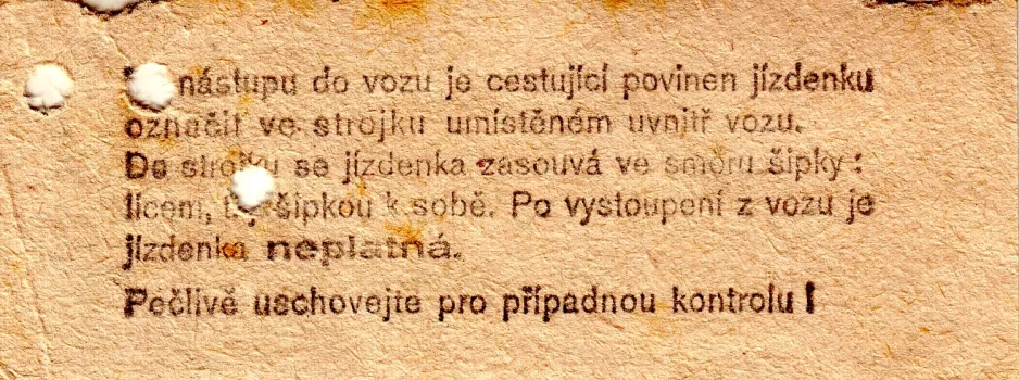 Enkeltbillet til Dopravní podnik hlavního města Prahy (DPP), bagsiden (1983)