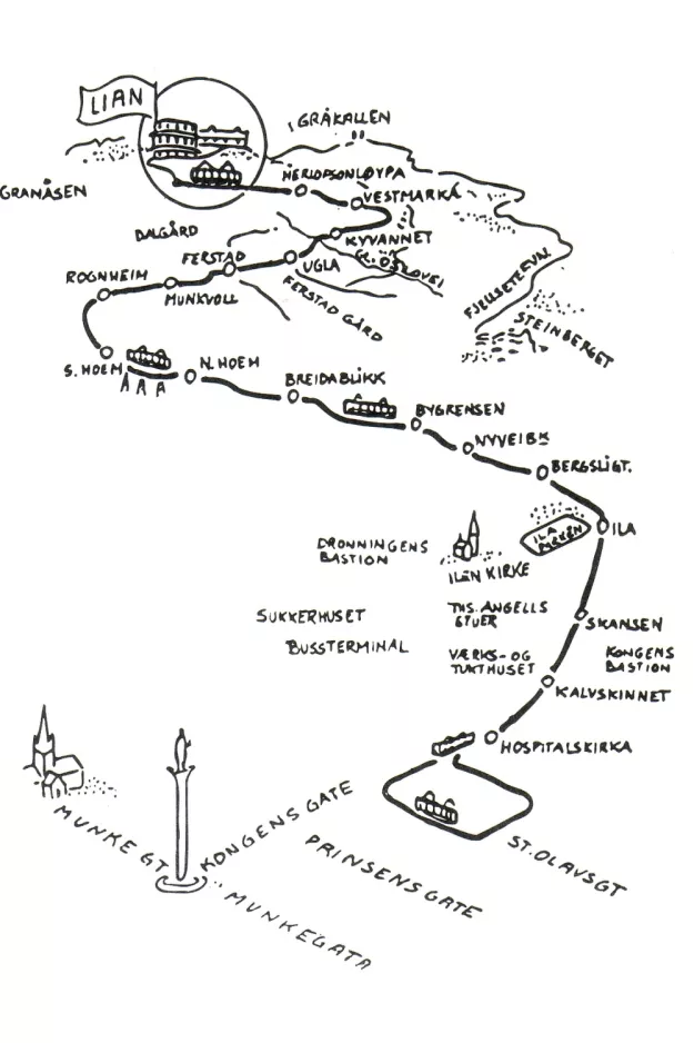 Enkeltbillet til Gråkallbanen i Trondheim (GB), bagsiden (1994)