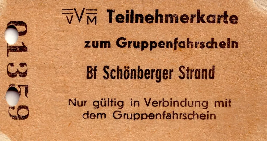 Enkeltbillet til Museumsbahnen Schönberger Strand (1981)