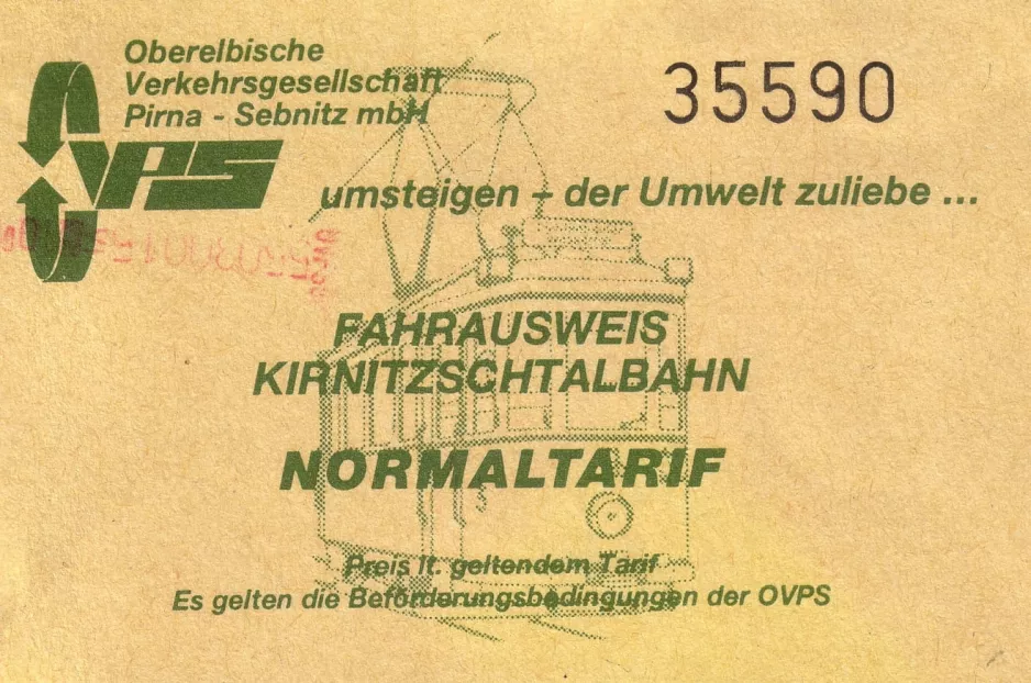 Enkeltbillet til Regionalverkehr Sächsische Schweiz-Osterzgebirge (RVSOE) (1996)