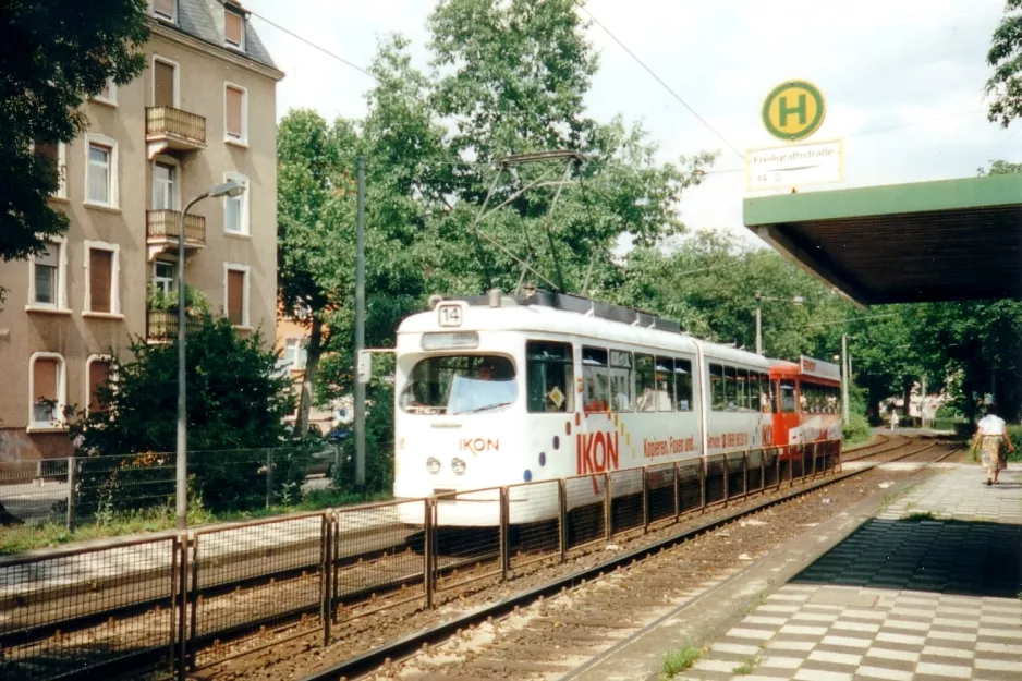 Frankfurt am Main sporvognslinje 14  ved Freiligrathstr. (1998)