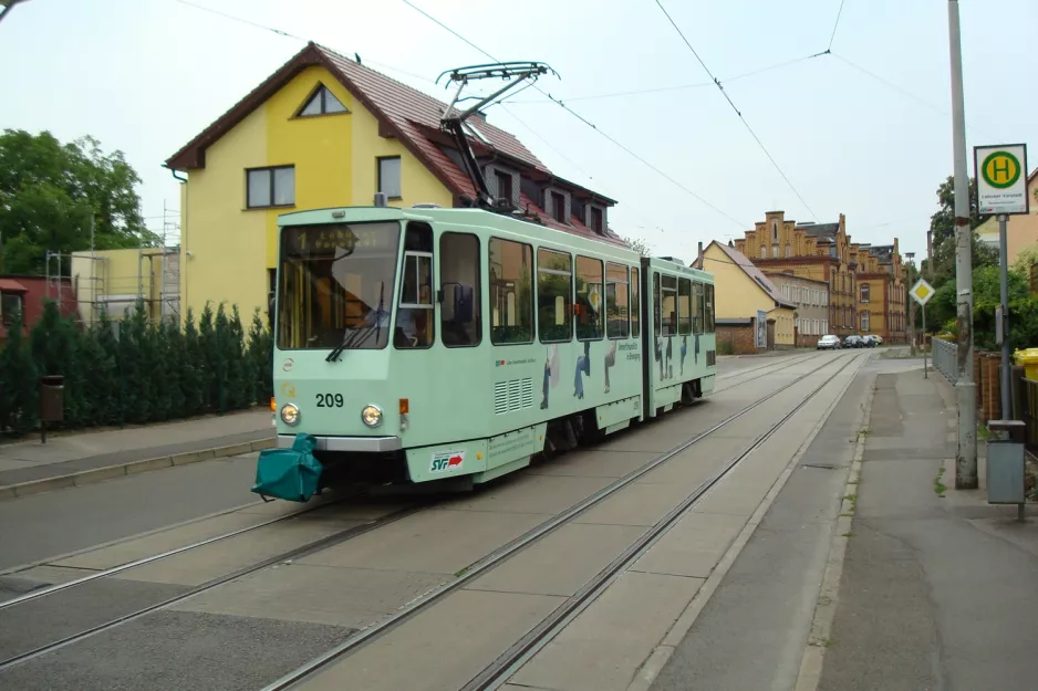 Frankfurt (Oder) sporvognslinje 1 med ledvogn 209 ved Lebuser Vorstadt (2008)