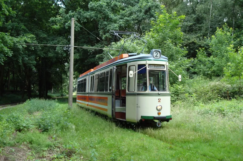 Hannover Hohenfelser Wald med ledvogn 2 udenfor Straßenbahn-Museum (2008)