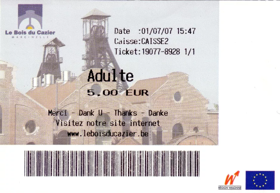 Indgangsbillet til Le Bois du Cazier (2007)