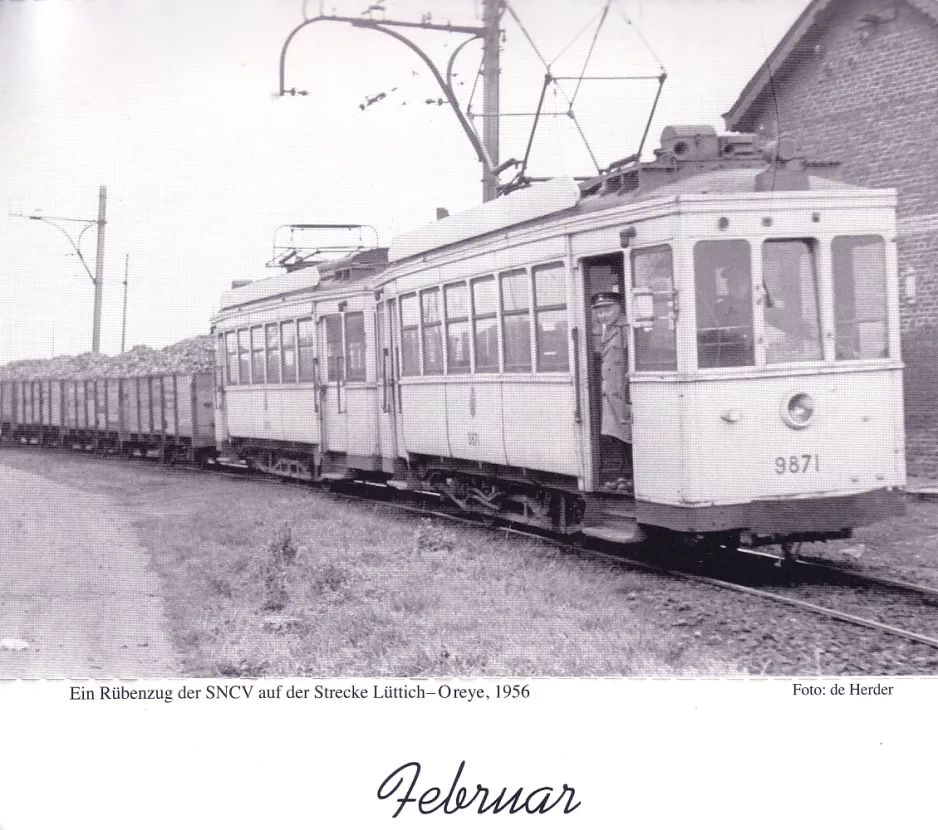 Kalender: Bruxelles regionallinje 476 med motorvogn 9871  (1956)