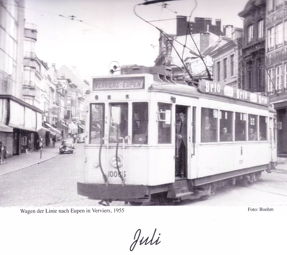 Kalender: Verviers regionallinje 580 med motorvogn 10065 i Verviers (1955)