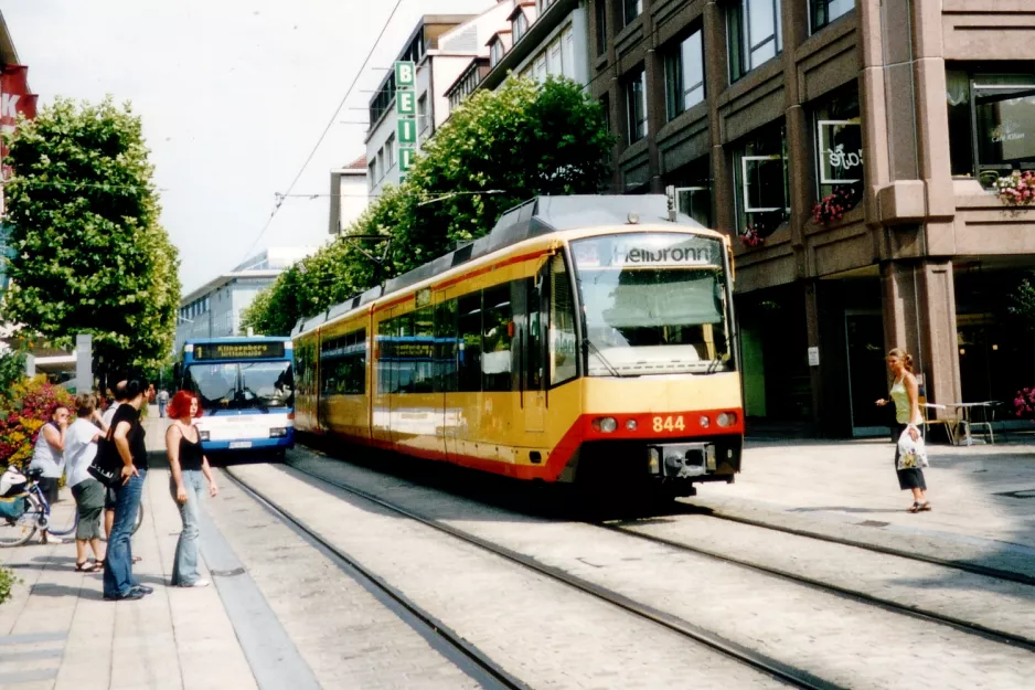 Karlsruhe regionallinje S4 med ledvogn 844 på Kaiserstraße (2003)