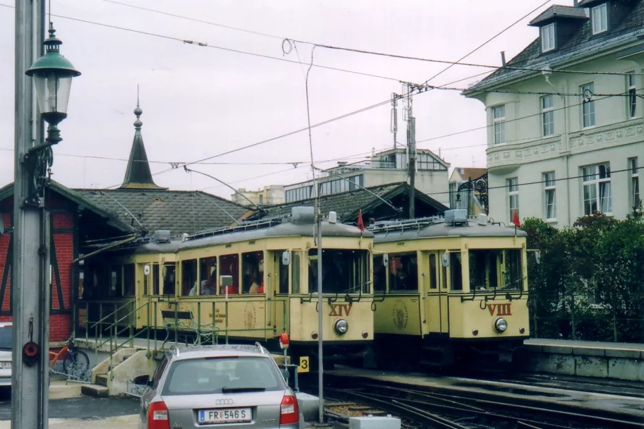 Linz sporvognslinje 50 med motorvogn XIV ved Bergbahnhof Urfahr (2004)