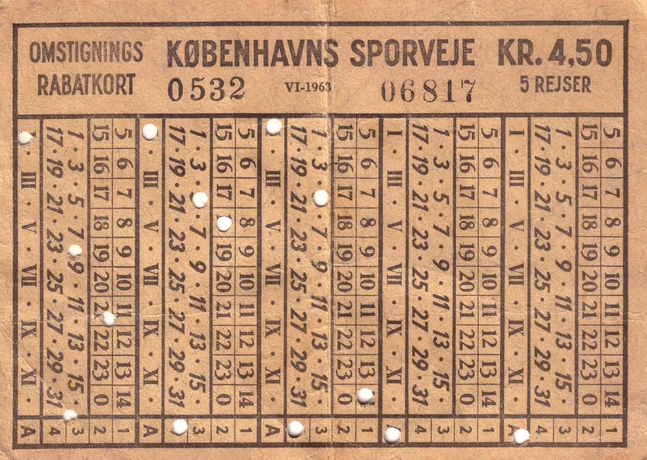 Omstigningsbillet: Omstigningsrabatkort Københavns Sporveje
 (1963)