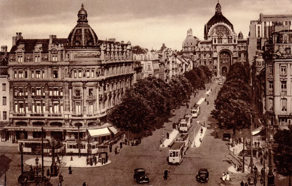 Postkort: Antwerpen på De Keyzerlei (1950)