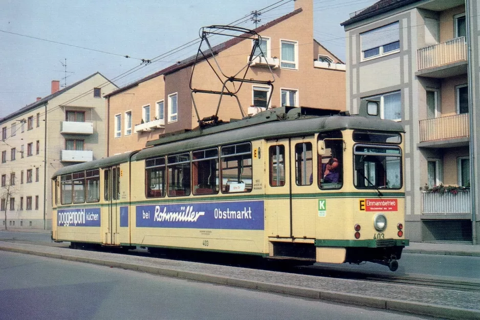 Postkort: Augsburg museumsvogn 403 på Blücherstraße (1981)