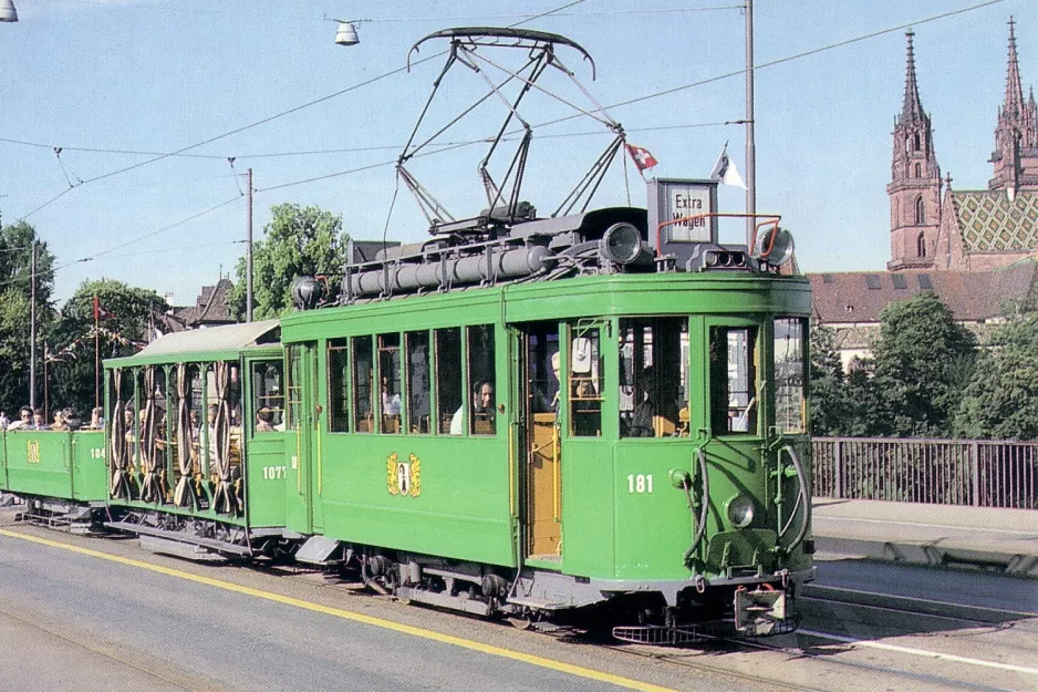 Postkort: Basel museumsvogn 181 på Wettsteinbrücke (1990)