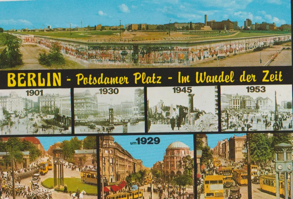 Postkort: Berlin - Potsdamer Platz - Im Wandel der Zeit
 (1929)