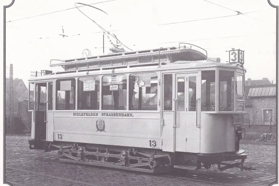 Postkort: Bielefeld motorvogn 13 ved Sieker (1929)