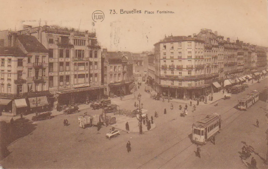 Postkort: Bruxelles på Place Fontainas/Fontainas Plein (1913)