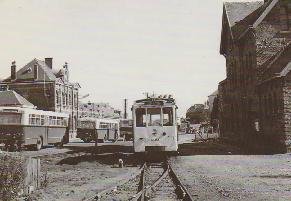 Postkort: Bruxelles regionallinje 516 med motorvogn AR 133 "Francais" nær Bastogne-Sud (1958)