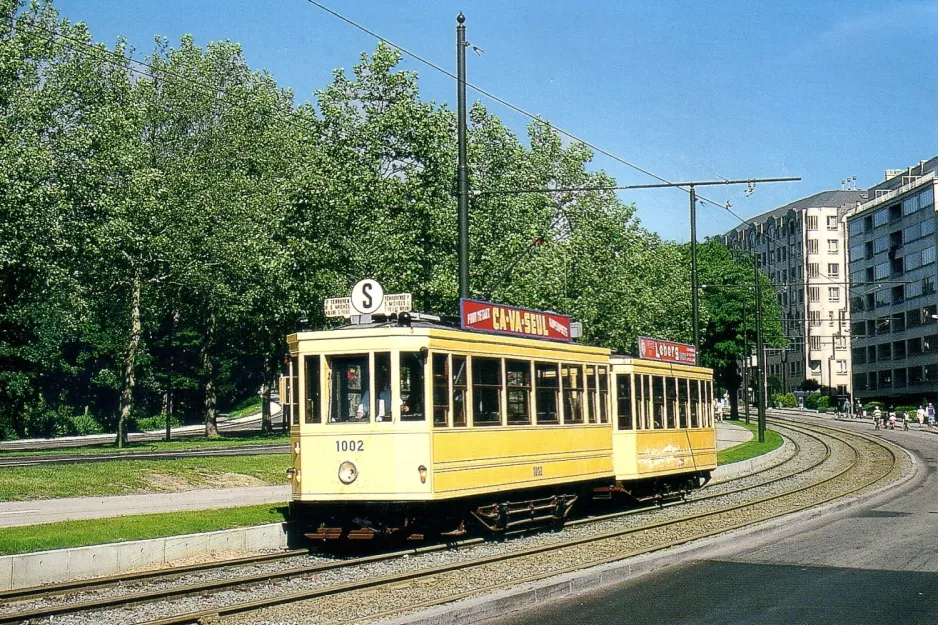 Postkort: Bruxelles Tourist Tramway med motorvogn 1002 på Avenue de Tervueren / Tervurenlaan (1997)