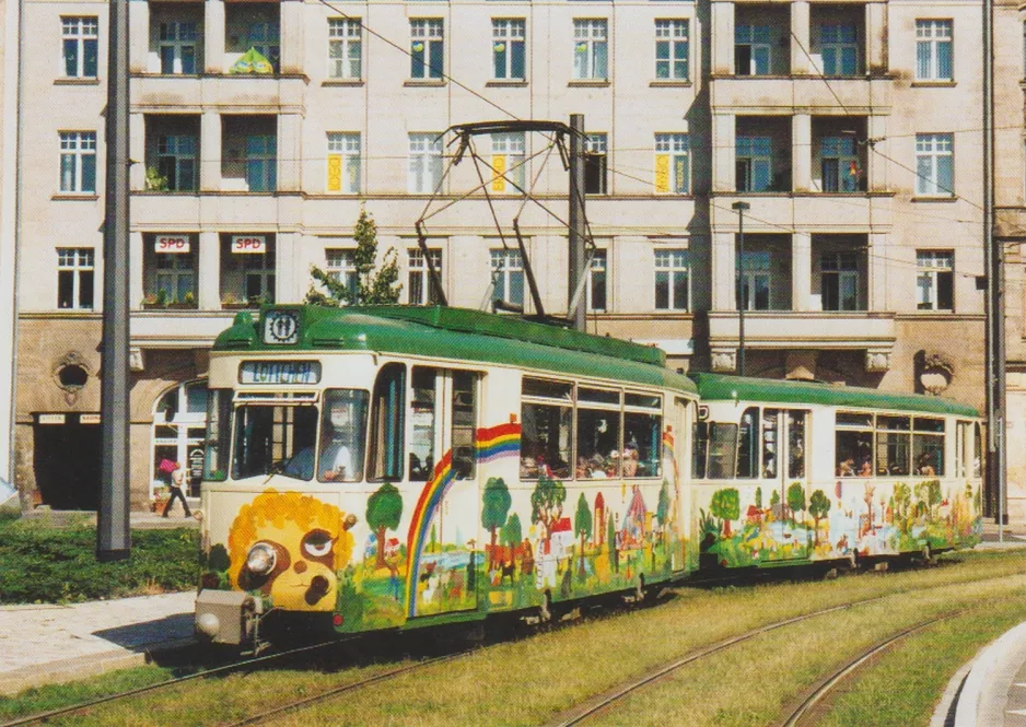 Postkort: Dresden motorvogn 201 601-8 på Wettiner Platz (2003)