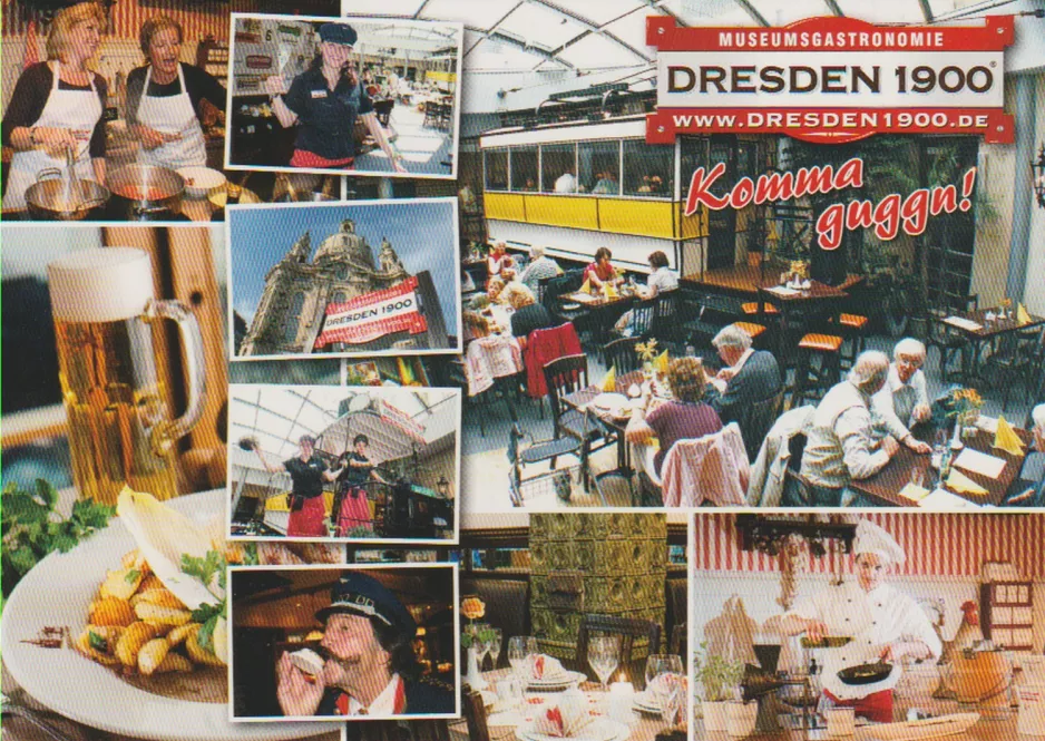 Postkort: Dresden motorvogn 296 i Museumsgastronomie 1900 (2007)