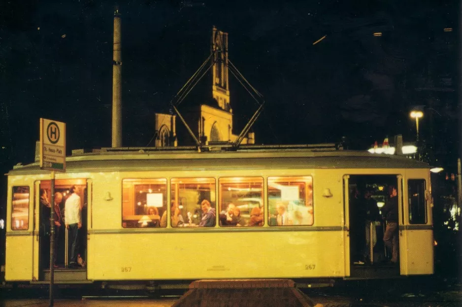 Postkort: Düsseldorf Stadtrundfahrten med motorvogn 267 ved NE-Theodor-Heuss-Platz (1988)