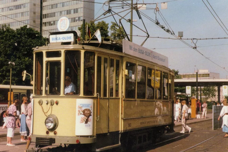 Postkort: Düsseldorf Stadtrundfahrten med motorvogn 583 på Jan-Wellem-Platz (1987)