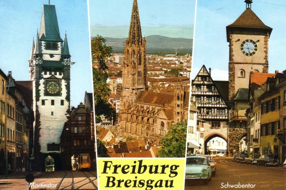 Postkort: Freiburg im Breisgau foran Martinstor (1960)