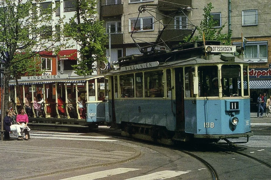 Postkort: Gøteborg motorvogn 198 i krydset Kungsportsavenyen/Vasagatan (1981)