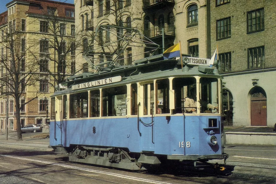 Postkort: Gøteborg motorvogn 198 på Linnégatan (1984)