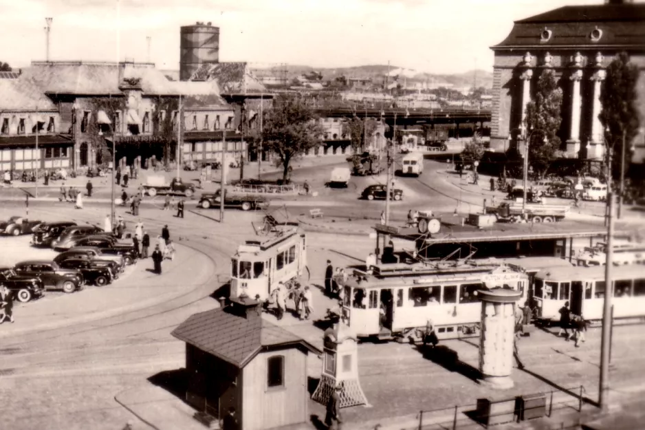 Postkort: Gøteborg sporvognslinje 1  ved Centralstation Drottningtorget (1922)