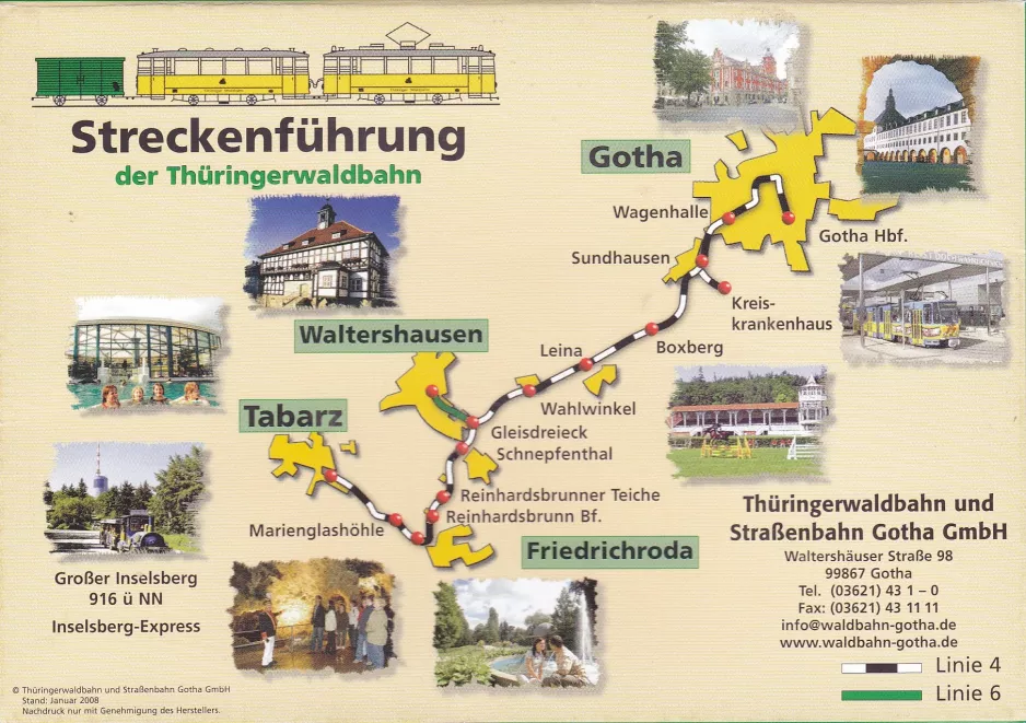 Postkort: Gotha regionallinje 4 Thüringerwaldbahn  (2008)