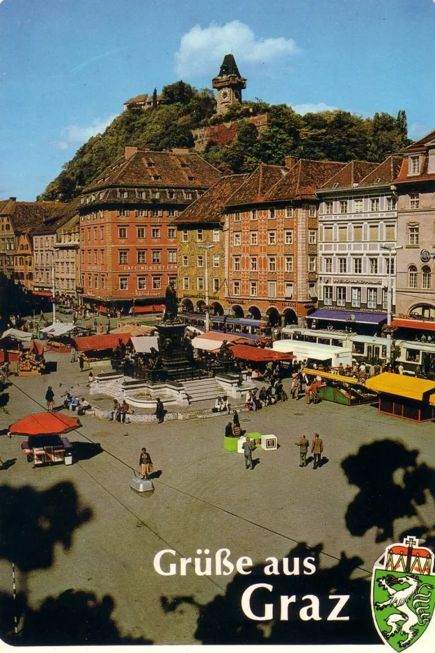 Postkort: Graz på Hauptplatz / Congress (1980)