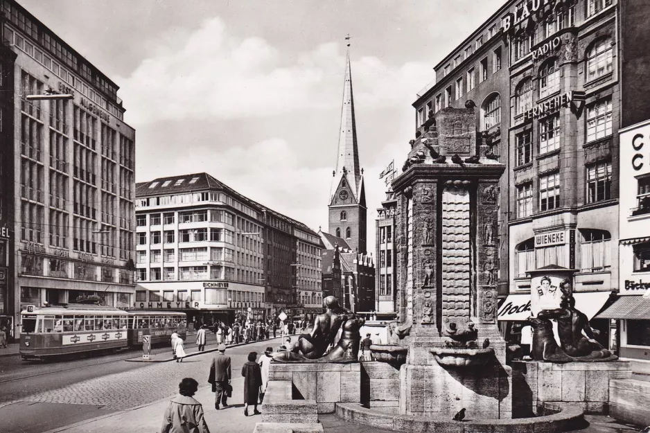 Postkort: Hamborg sporvognslinje 18  på Mönckebergstr. (1961)