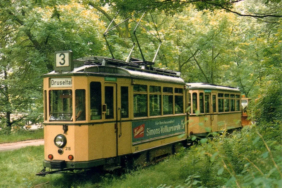 Postkort: Hannover Hohenfelser Wald med motorvogn 216 udenfor Straßenbahn-Museum (2000)