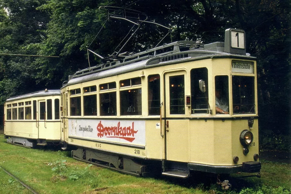 Postkort: Hannover Hohenfelser Wald med motorvogn 218 udenfor Straßenbahn-Museum (2003)