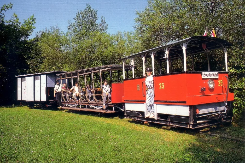 Postkort: Klagenfurt Lendcanaltramway med motorvogn 25 på Nostalgiebahnen in Kärnten (1980)