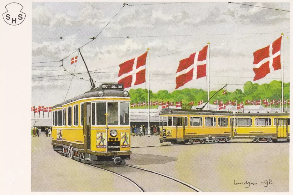 Postkort: København dyrskuelinje Buh  ved Dyrskuepladsen Bellahøj (1938)