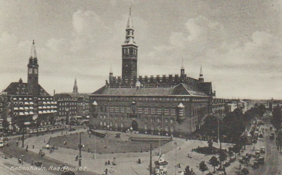 Postkort: København nær Rådhuspladsen (1934)