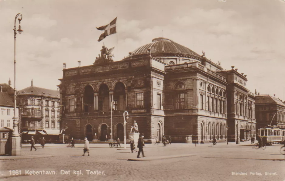 Postkort: København sporvognslinje 10 på Holmens Kanal (1928)