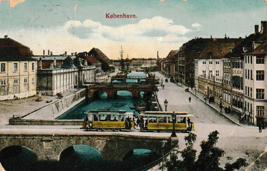 Postkort: København sporvognslinje 2  på Stormbroen (1910-1919)