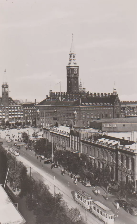 Postkort: København sporvognslinje 6  på Vesterbrogade (1947)