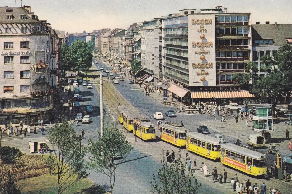 Postkort: Köln sporvognslinje 12  på Hohenzollernring (1960)