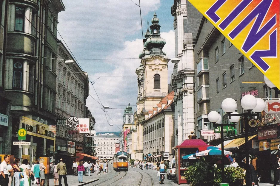 Postkort: Linz sporvognslinje 3  på Landsstraße (1978)