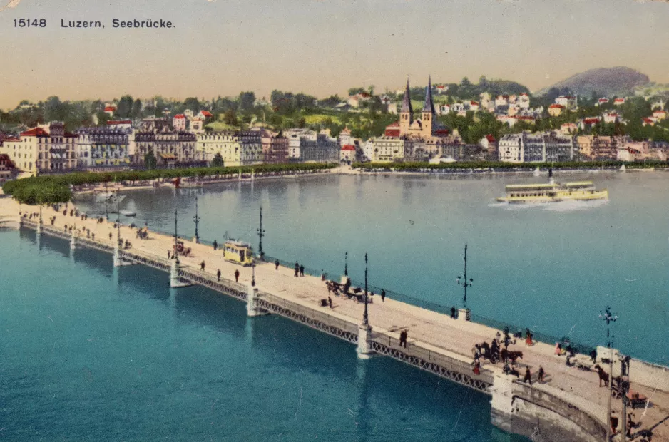 Postkort: Luzern på Seebrücke (1909)