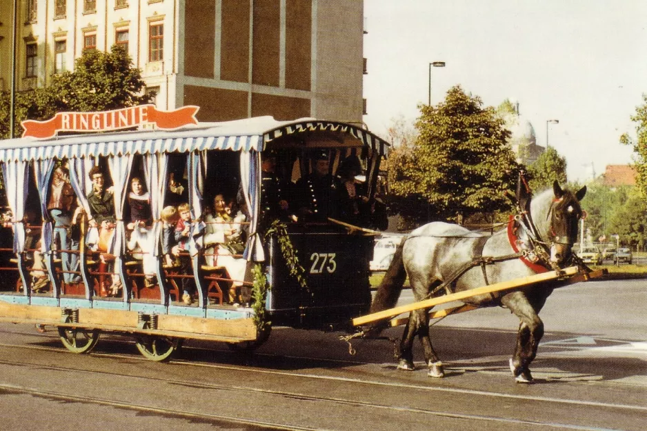 Postkort: München museumsvogn 273 på Maximilianstraße (1976)