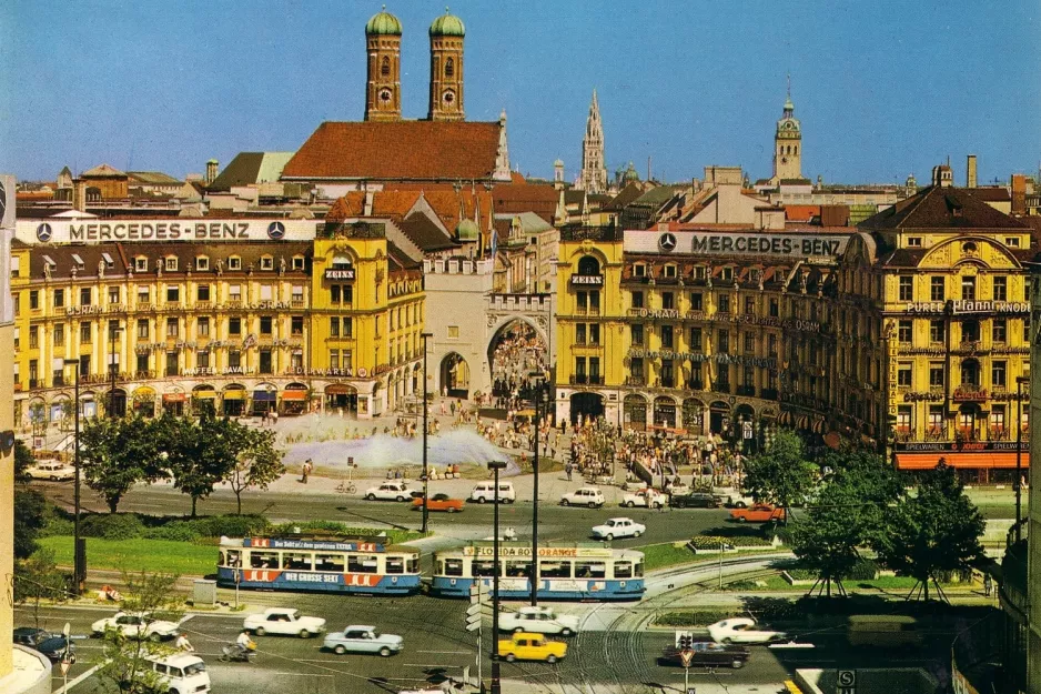 Postkort: München på Karlsplatz (Stachus) (1969)