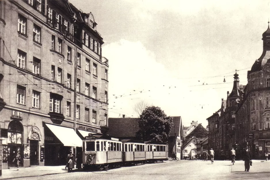 Postkort: München sporvognslinje 19 på Marienplatz (1935)