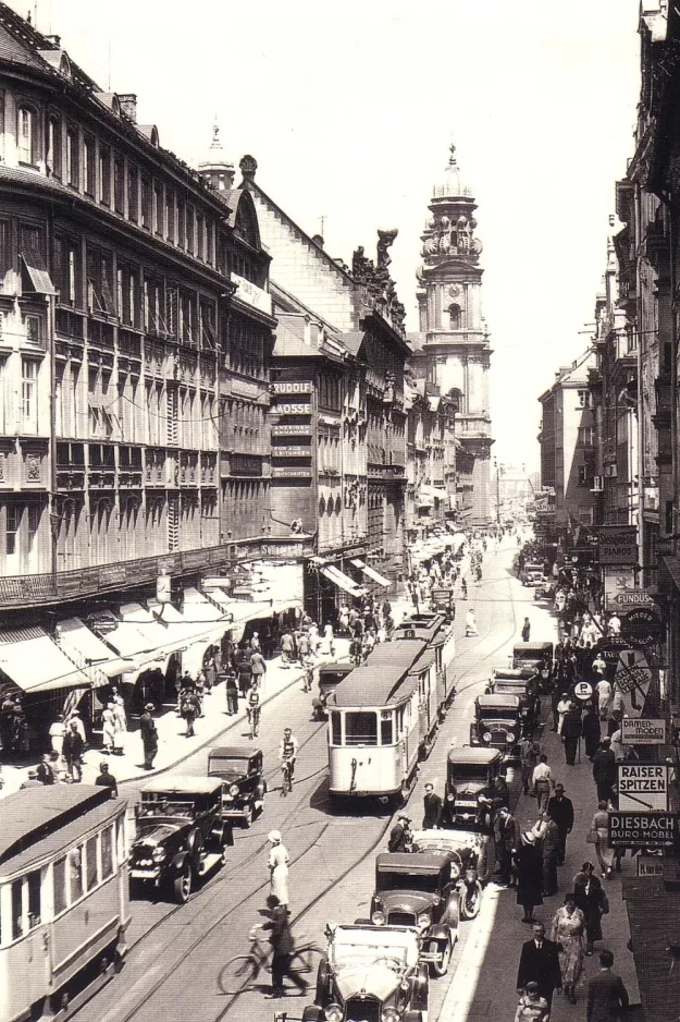 Postkort: München sporvognslinje 6  på Theatinerstraße (1930)