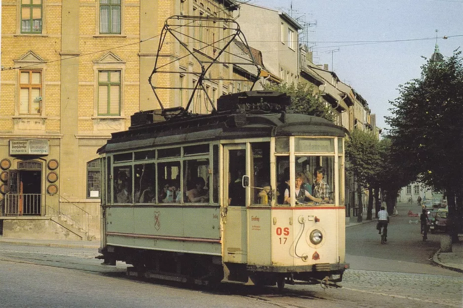 Postkort: Naumburg (Saale) turistlinje 4 med motorvogn 17 på Lindenring (1981)