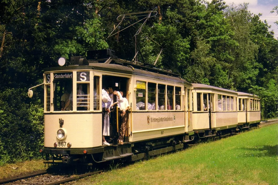 Postkort: Nürnberg motorvogn 867 på Worzeldorfer Str. (1989)