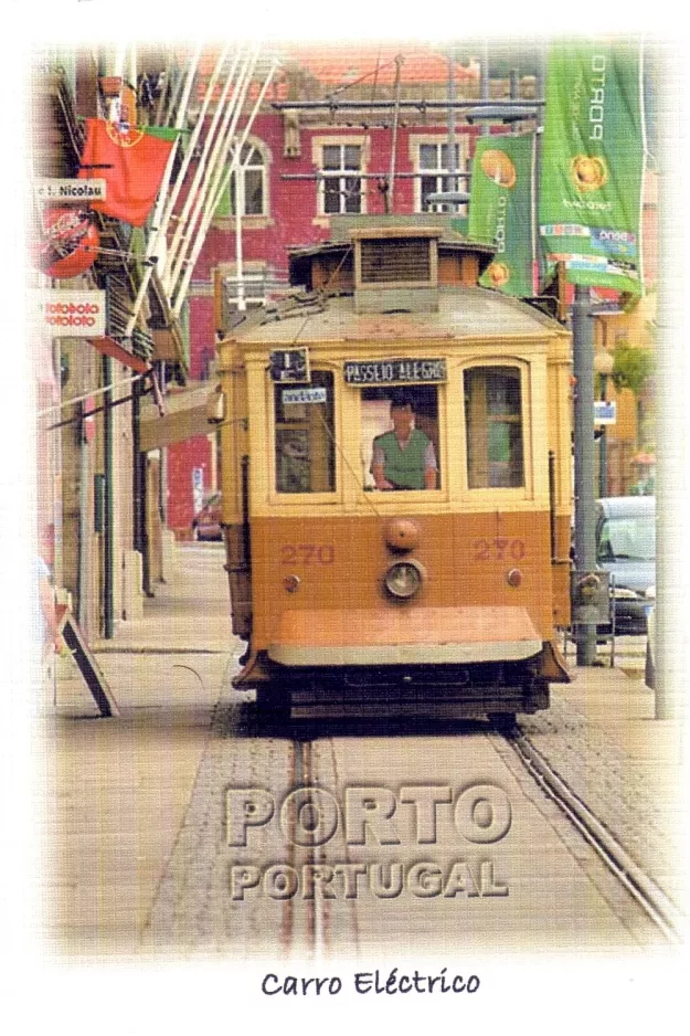 Postkort: Porto sporvognslinje 1 med motorvogn 270 (2007)